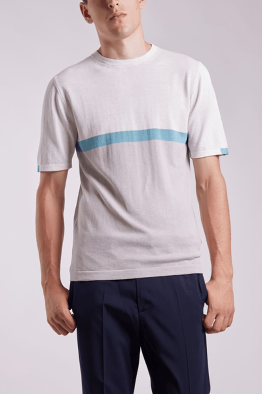Daniele Fiesoli Beige and Blue Stripes T Shirt 