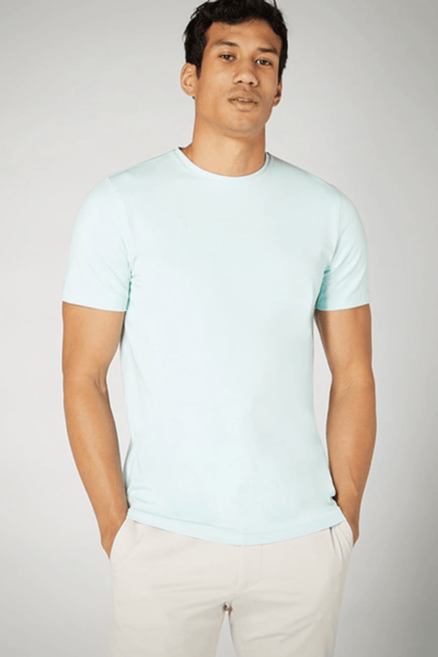 Remus Uomo Turquoise Tapered Fit Cotton Stretch T Shirt 