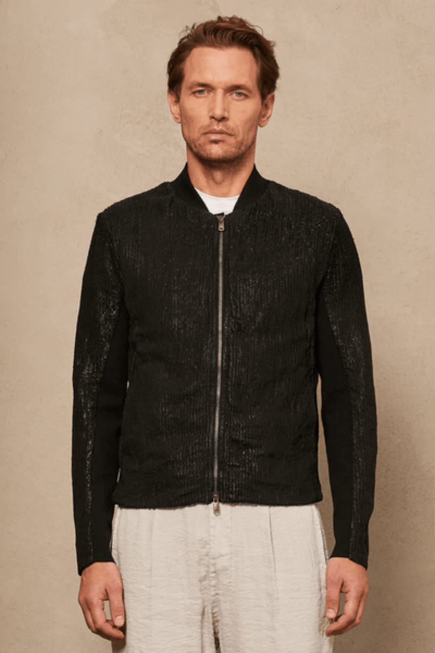 Transit Black Textured Leather Jacket