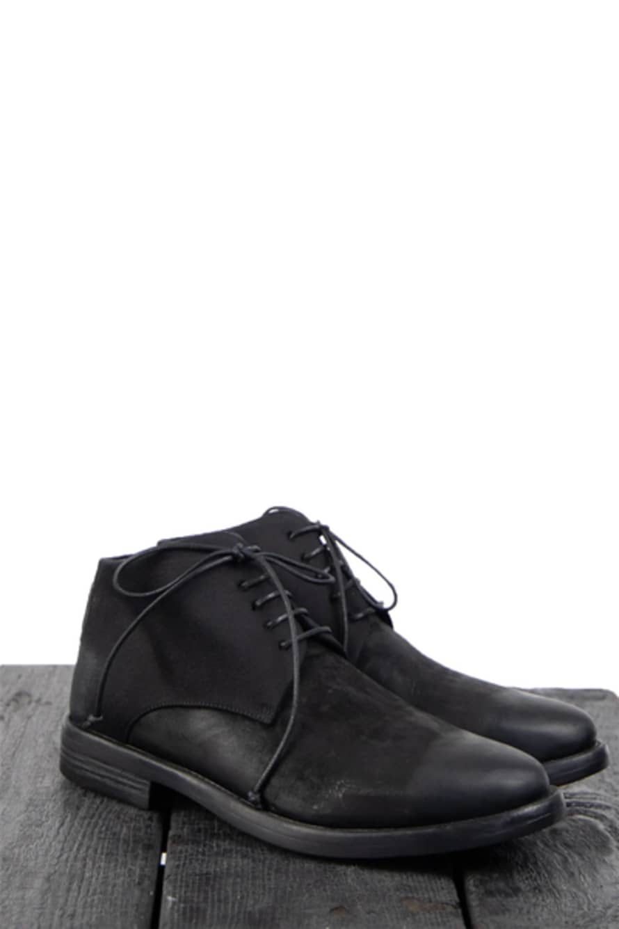 Hannes Roether Black Leather Canvas Chelsea Boot 
