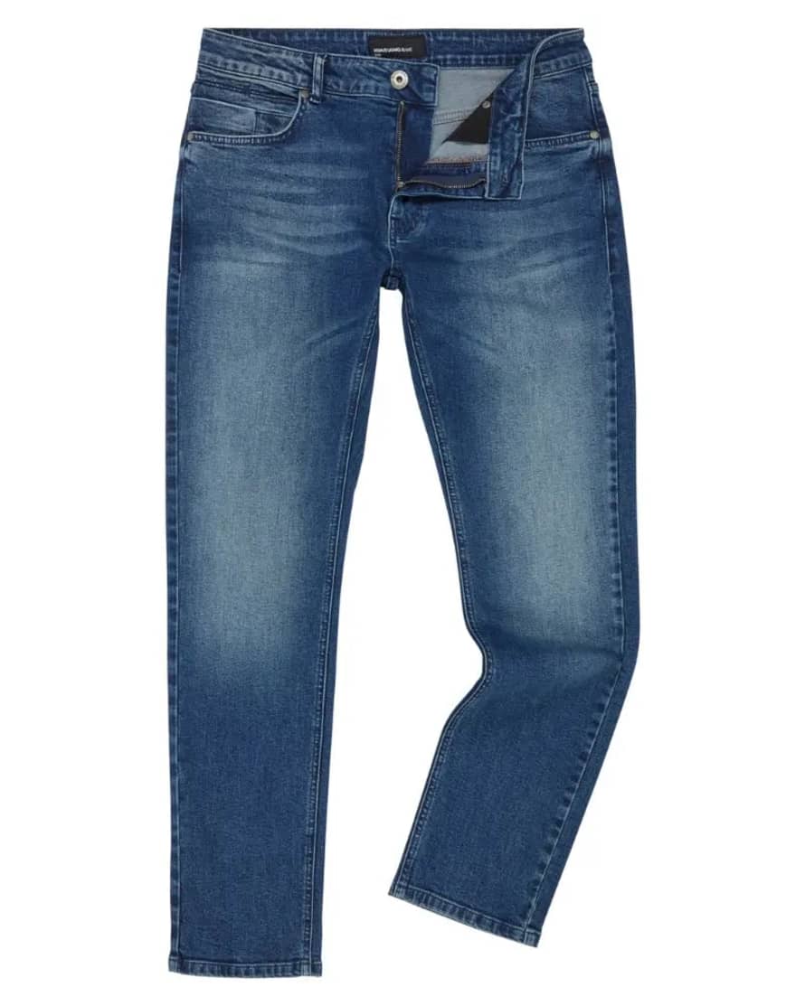 Remus Uomo Apollo Stone Wash Slim Fit Jeans - Mid Blue
