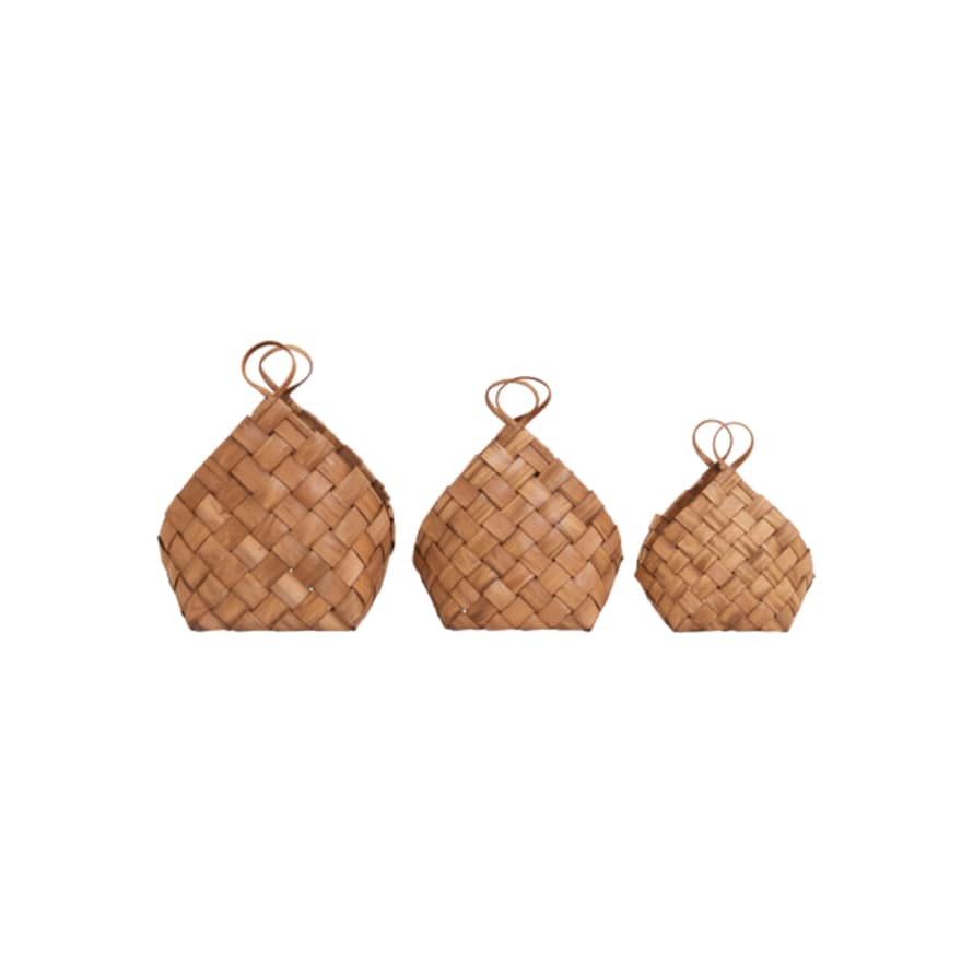 House Doctor Set Of 3 Weave Conical Baskets