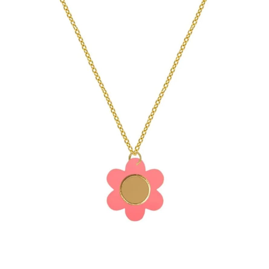 Natalie Owen Coral Pink Daisy Necklace