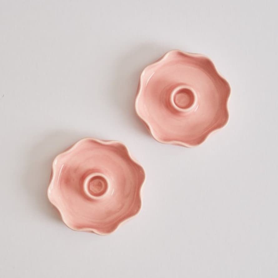 Heather Evelyn Scallop Pink Candleholder