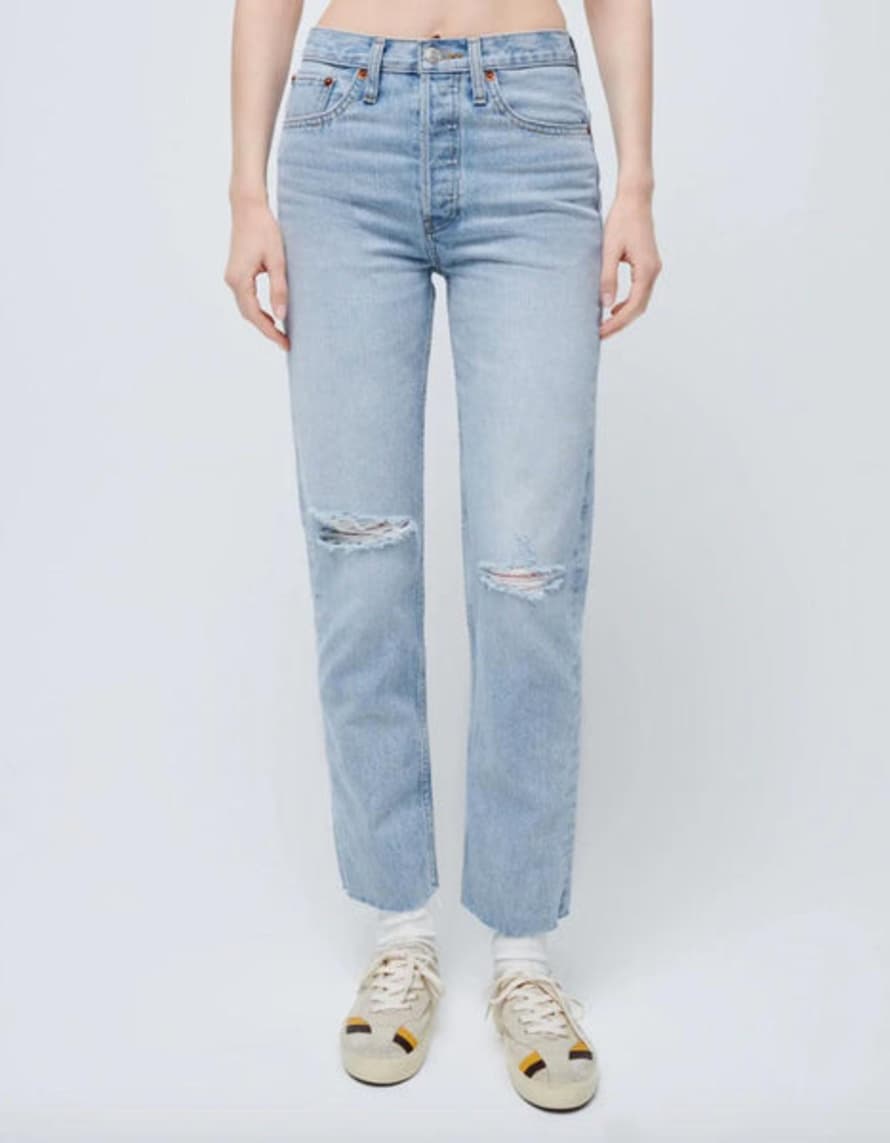 Re/Done Surf Blue Stovepipe Destroyed Jeans
