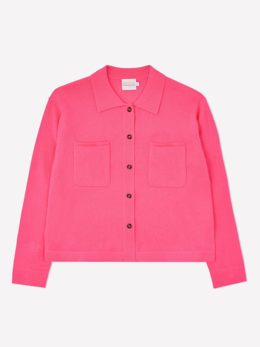 Brodie Cashmere Neon Pink Ingrid Fringed Jacket