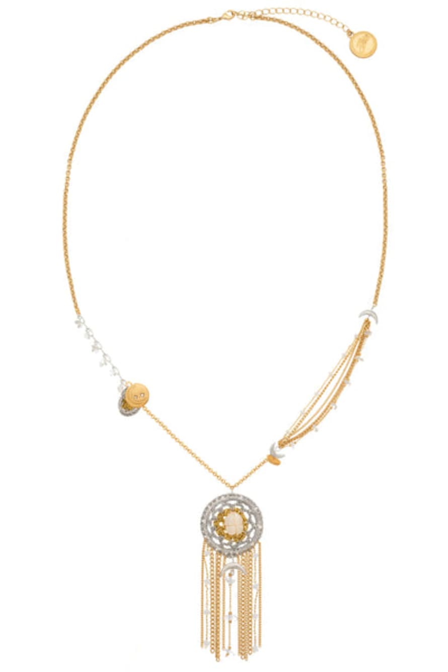 Bibibijoux Bibi Bijoux Gold Clearquartz Dreamcatcher Necklace