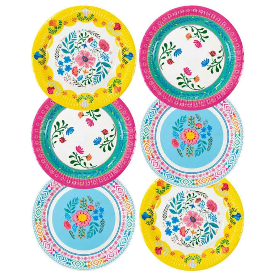 Talking Tables Boho Floral Paper Plates, Summer Party - 12 Pack