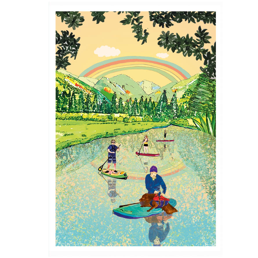 Wildflower Cards River Paddleboarding A3 Art Print