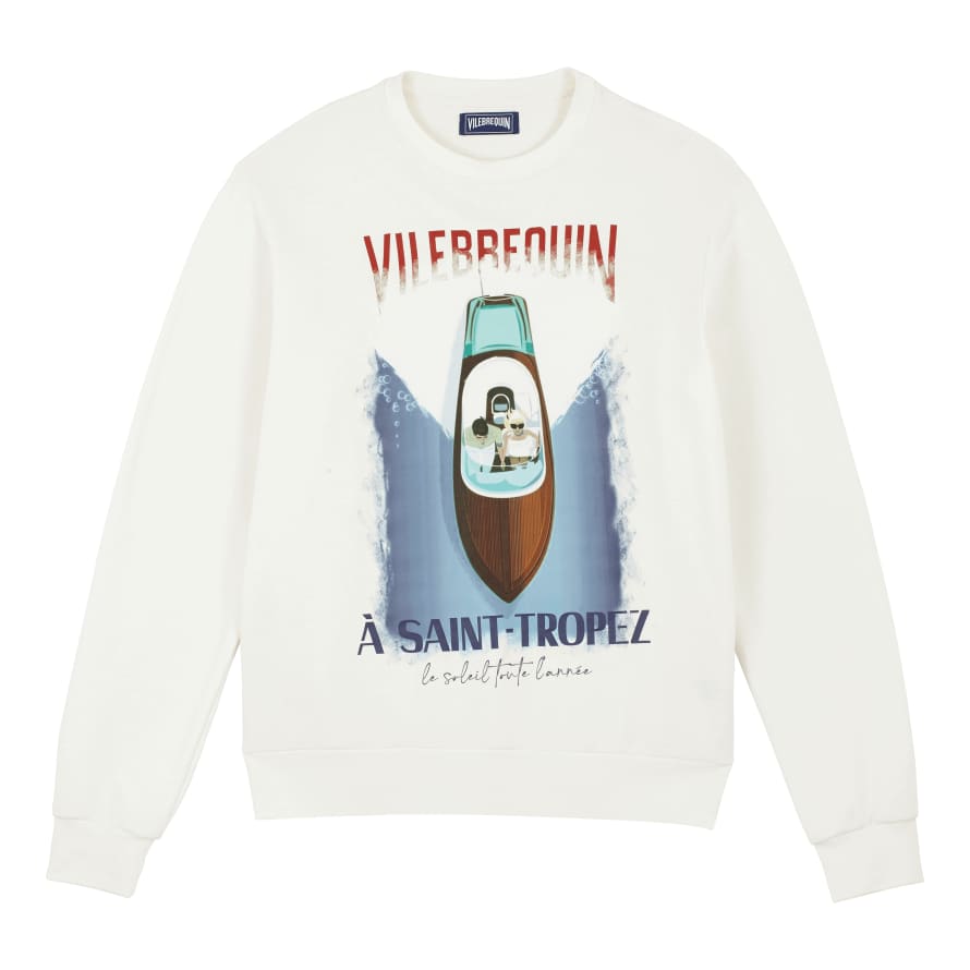 Vilebrequin White Inboard Boat Printed Cotton Crewneck Sweatshirt