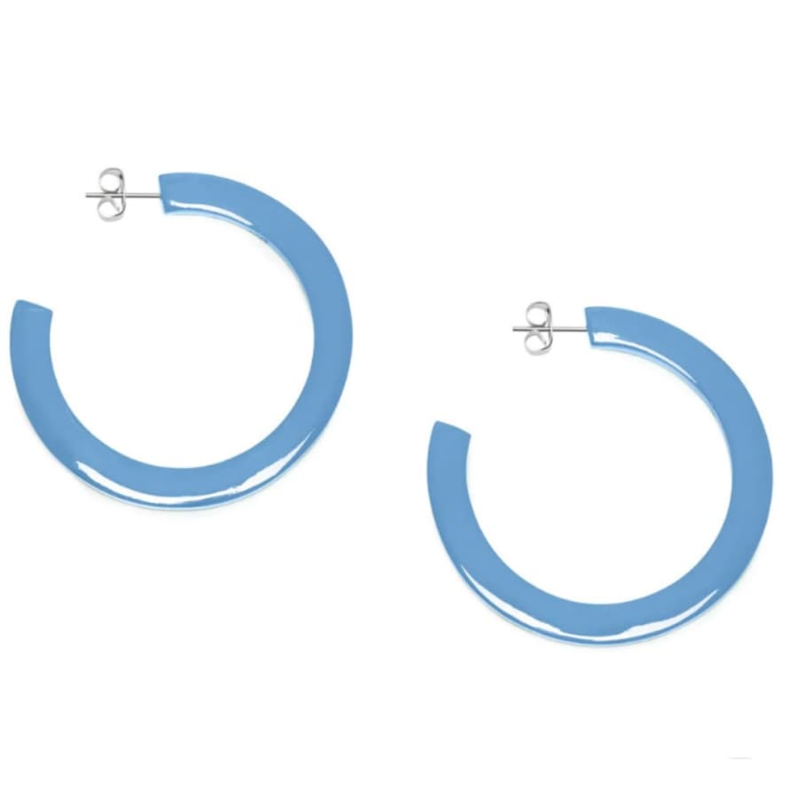 Branch Blue Lacquered Horn Hoop Earring