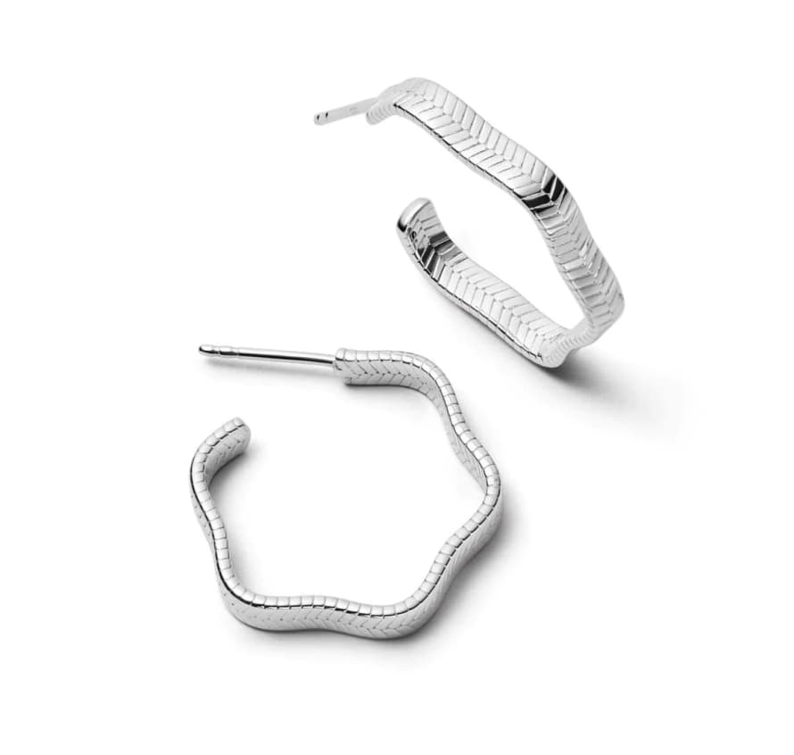 Daisy London 23mm Silver Wavy Snake Hoop Earrings