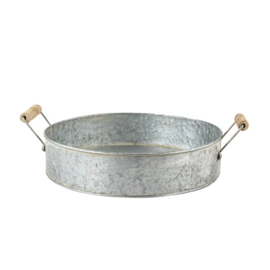 Grand Illusions Round Zinc Tray With Handles