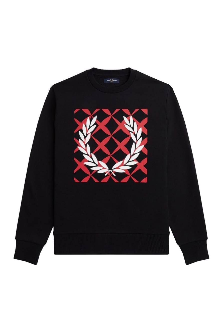 Fred Perry Fred Perry Crew Sweat Graphic Cross Stitch Black