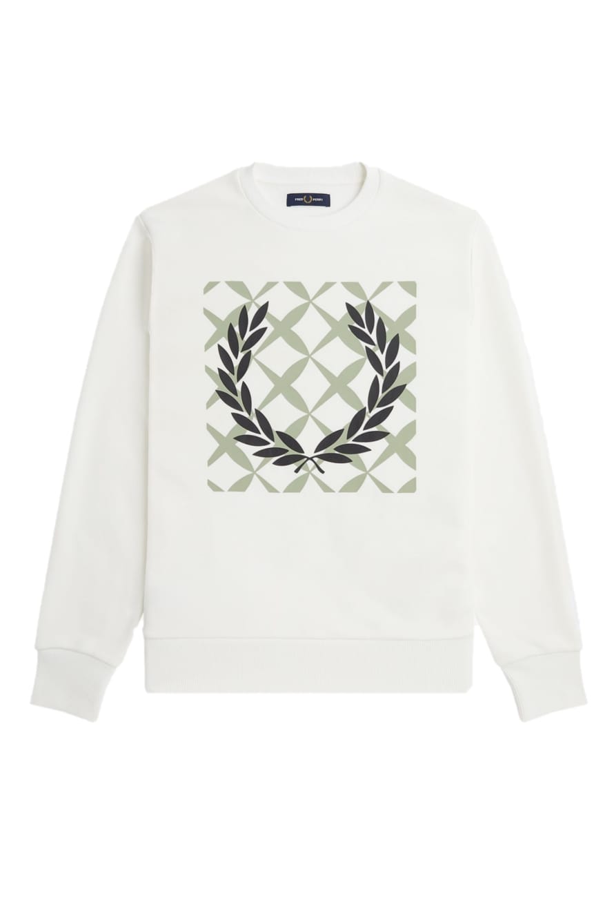 Fred Perry Fred Perry Crew Sweat Graphic Cross Stitch White