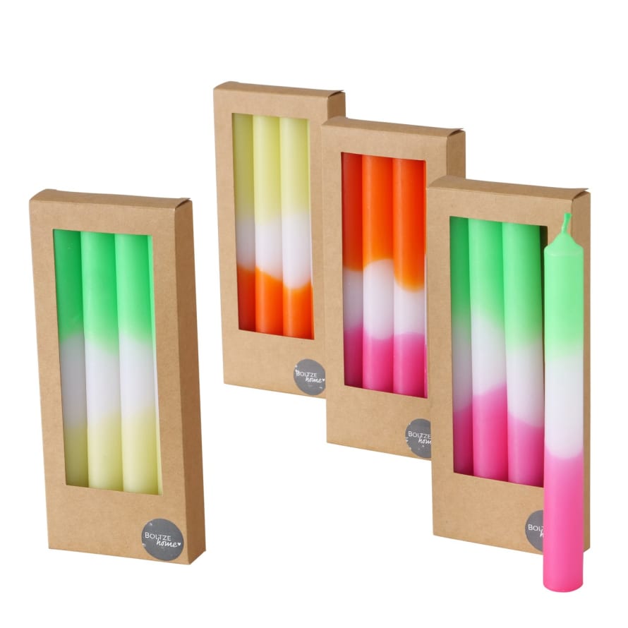 &Quirky Colour Pop Neon Splash Dinner Candles : Pack of 4