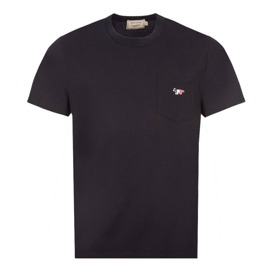 Maison Kitsune Black Tricolour Fox Pocket T Shirt