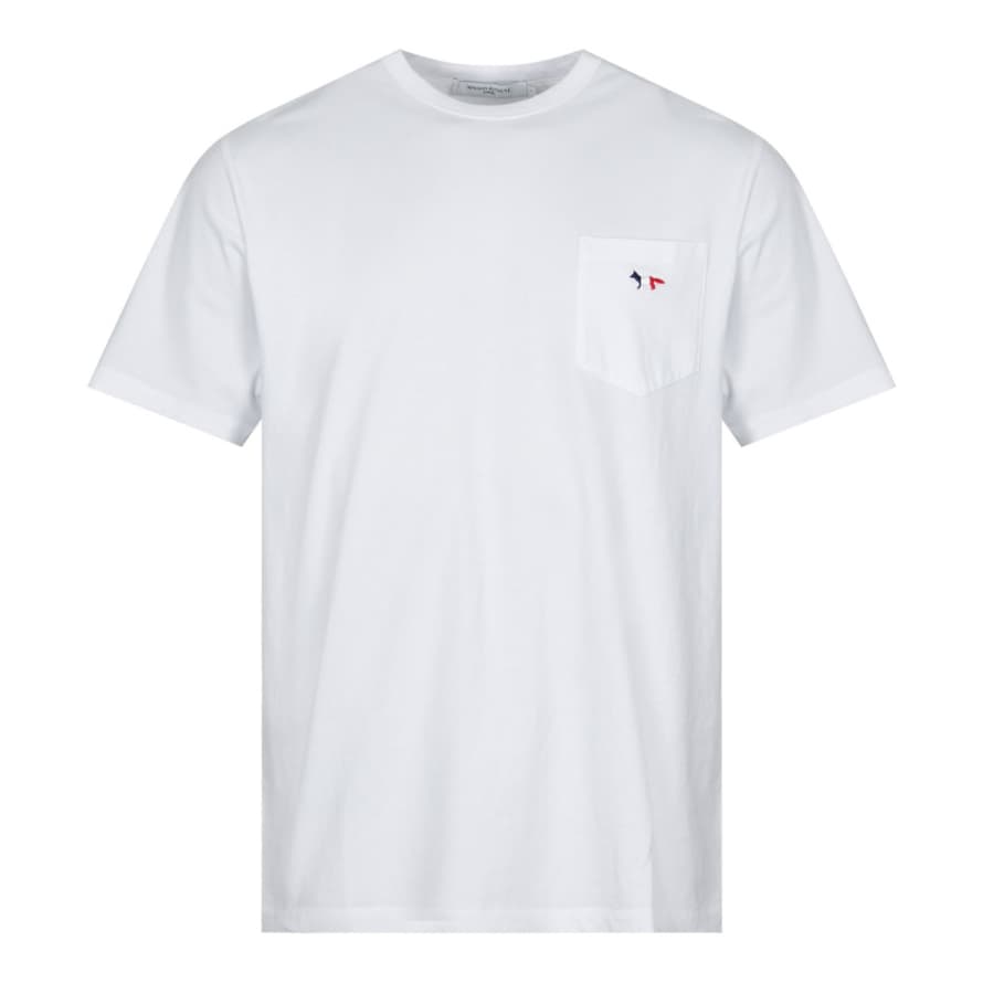 Maison Kitsune  White Tricolour Fox Pocket T Shirt
