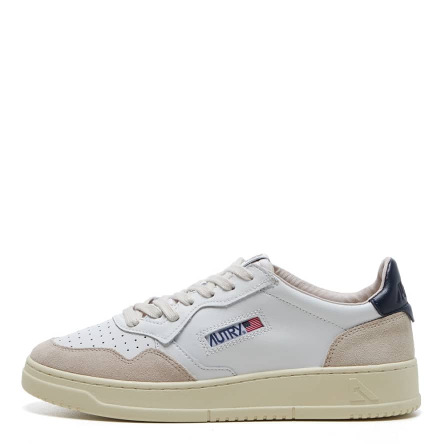 Autry White and Blue Medalist Low Trainers