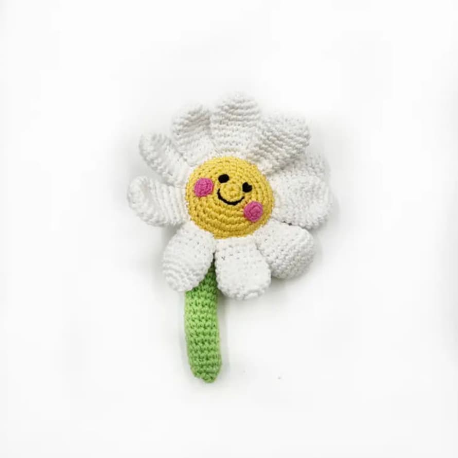 Pebblechild Crochet Toy Handmade Fairtrade Friendly Daisy-white