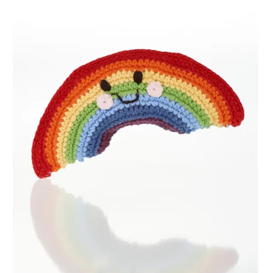Pebblechild Crochet Toy Handmade Fairtrade Friendly Rainbow Rattle