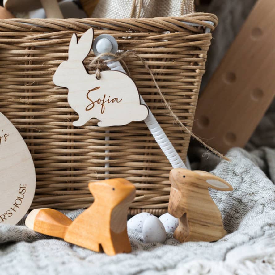 Fox & Bramble Wooden Laser Engraved Easter Bunny Name Tags 