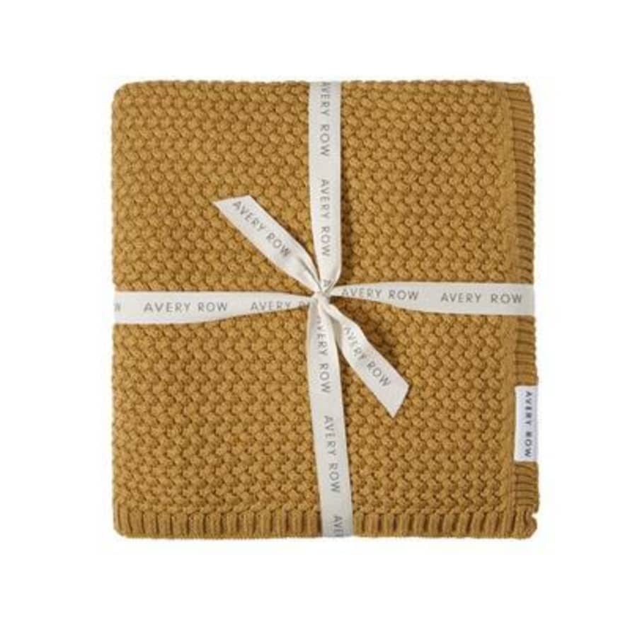 Avery Row Mustard Knitted Blanket