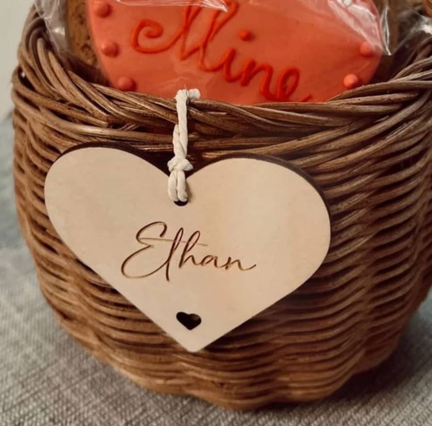 Fox & Bramble Valentine's Day Wooden Basket Heart Gift Tags 