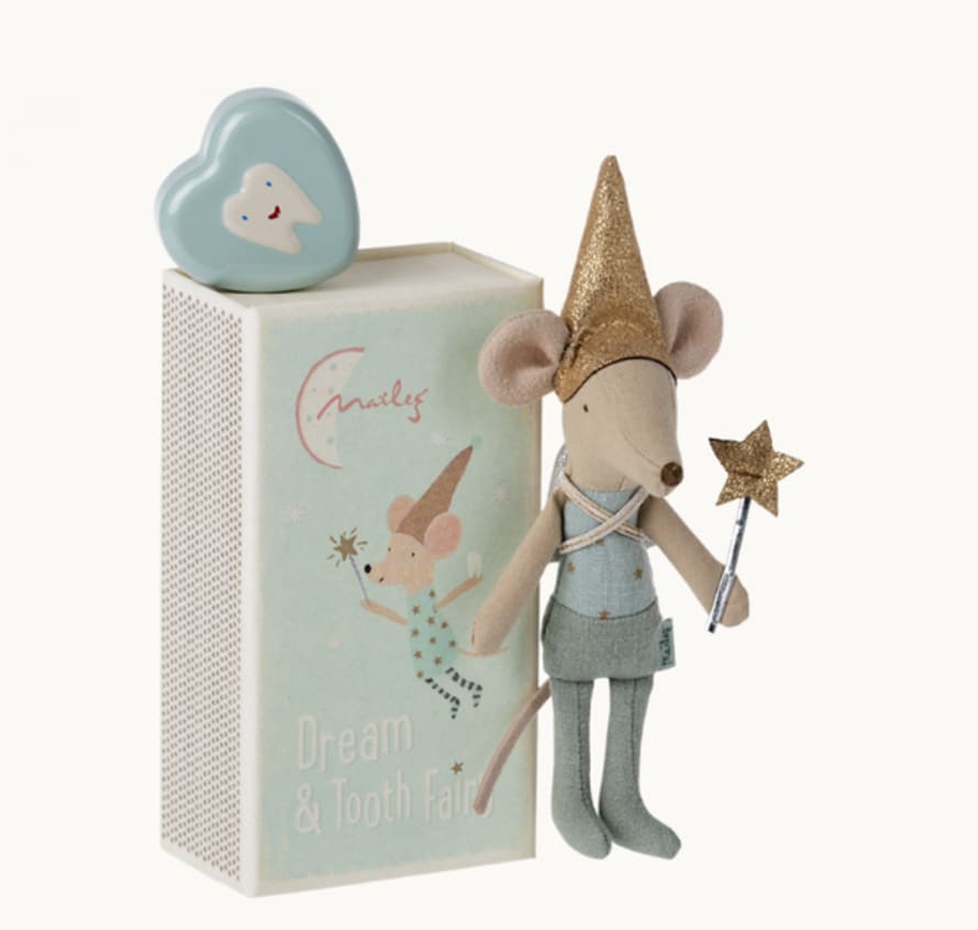 Maileg Blue Tooth Fairy Mouse in Matchbox Toy
