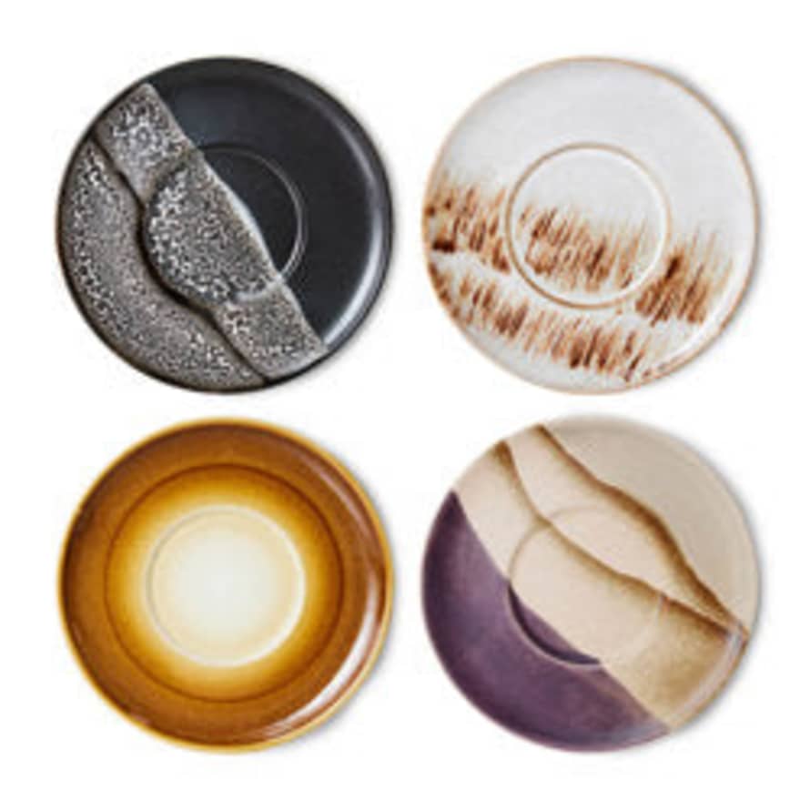 HK Living 70s Ceramics: Saucers - Big Sur (set Of 4)