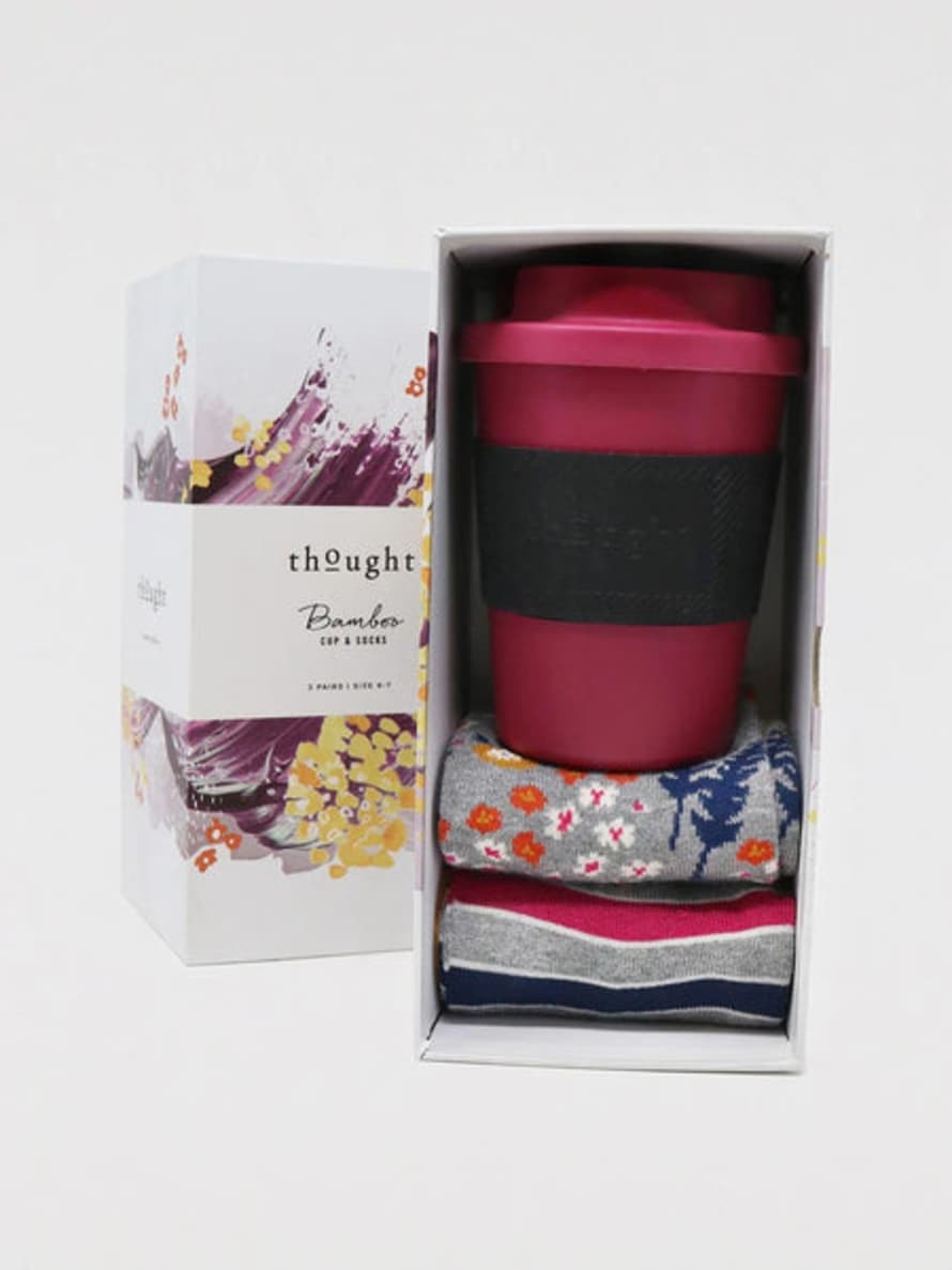 Lark London Thought Women's Bamboo Cup & Sock Gift Set - Burgundy