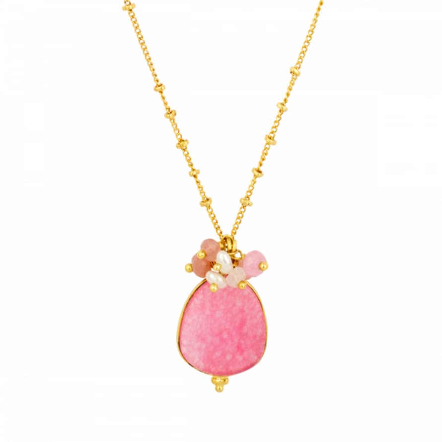 Ashiana Willow Gold Necklace - Pink Jade