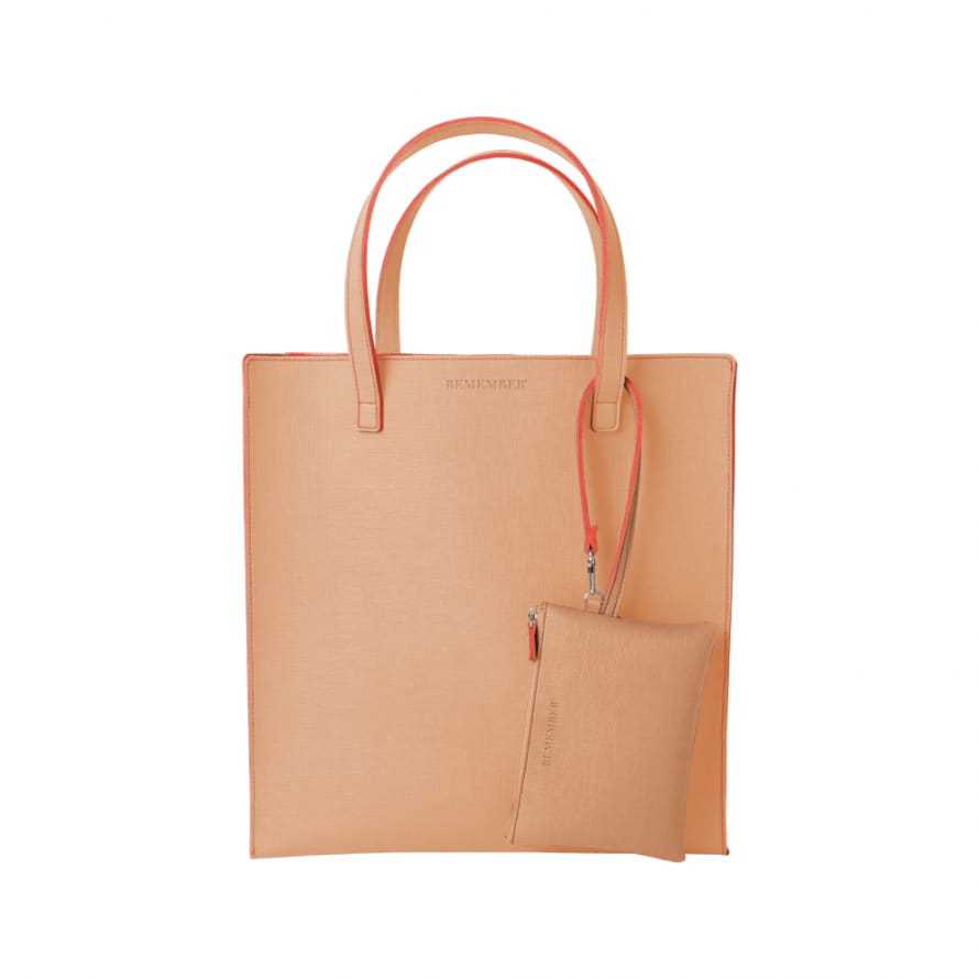 Remember Remember Shopper Shoulder Bag Complete With Separate Zipped Pouch Terracotta Design