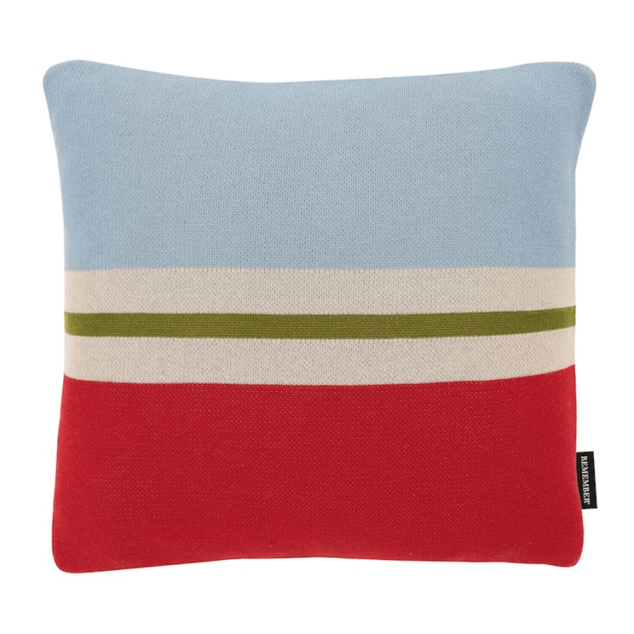 Remember Remember Cushion And Pillow In Knitted Cotton Chili Design Size 45 X 45 Cm