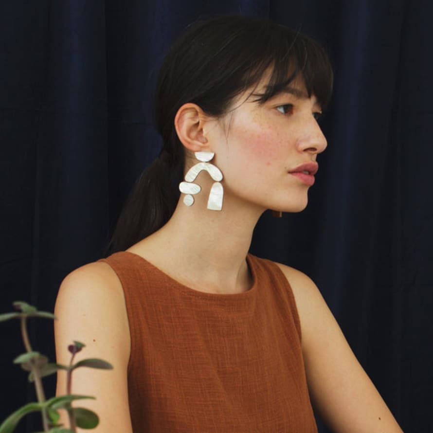 Wolf & Moon Cassia Earrings - Mother Of Pearl