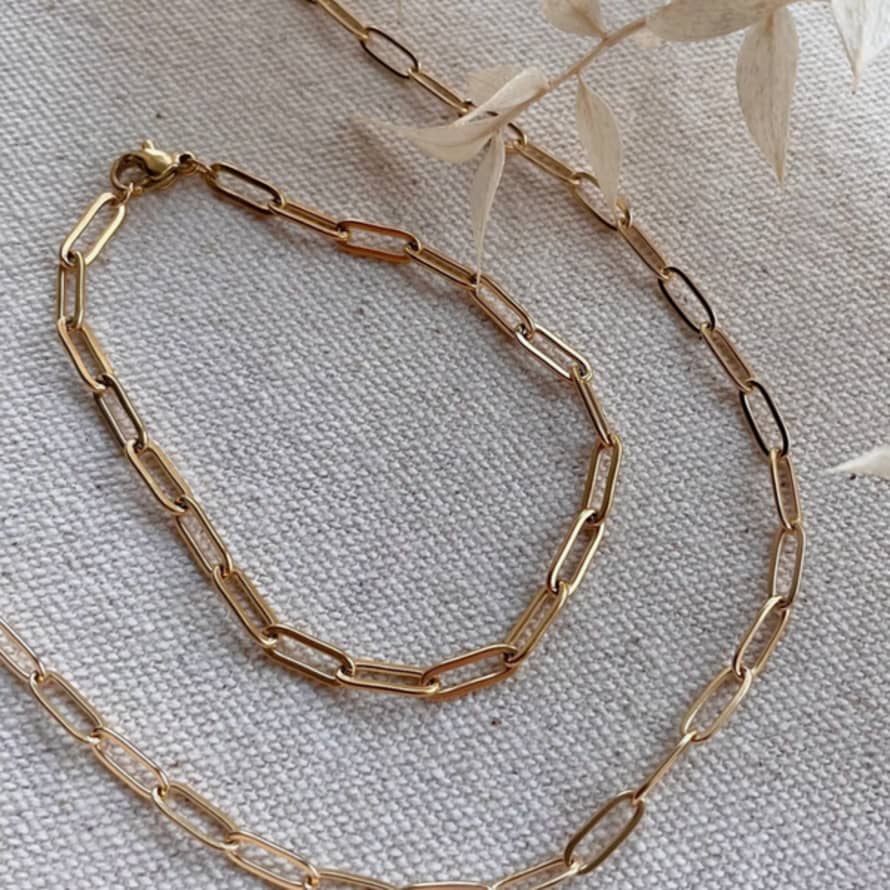 Little Nell 18k Gold Plated Long Link Chain Bracelet