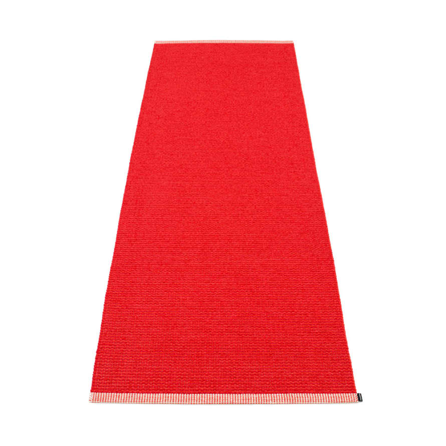 Pappelina Mono Design Washable Durable Floor Or Runner Rug 85x260cm Coral Red & Red