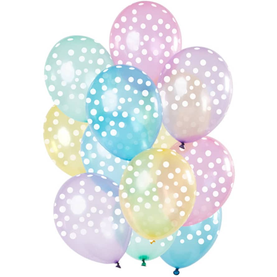 Folat Balloons Small Dots Pastel Transparent 33cm - 12 Pieces