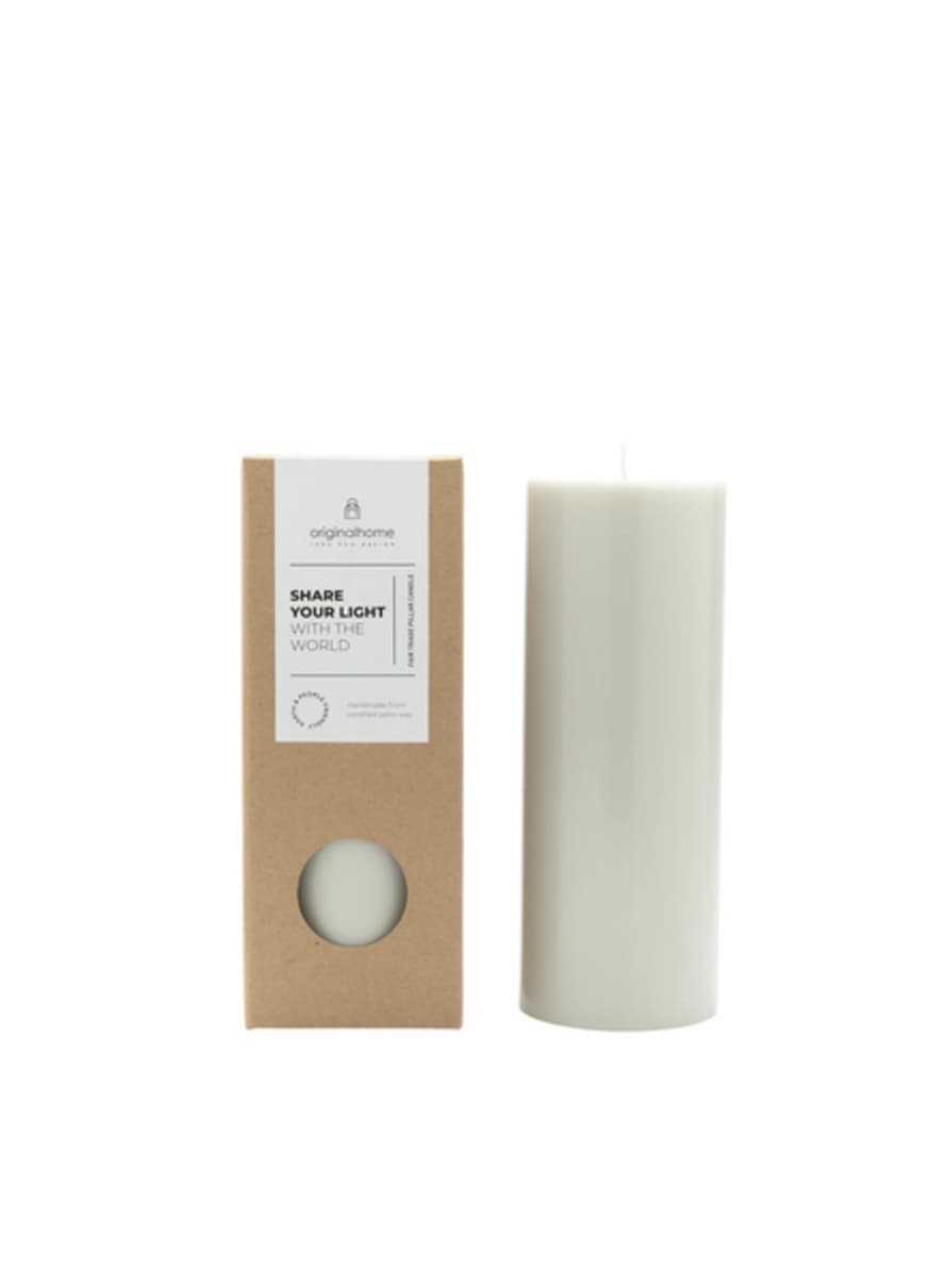 Original Home Pillar Candle In Light Grey 7.5x20cm From