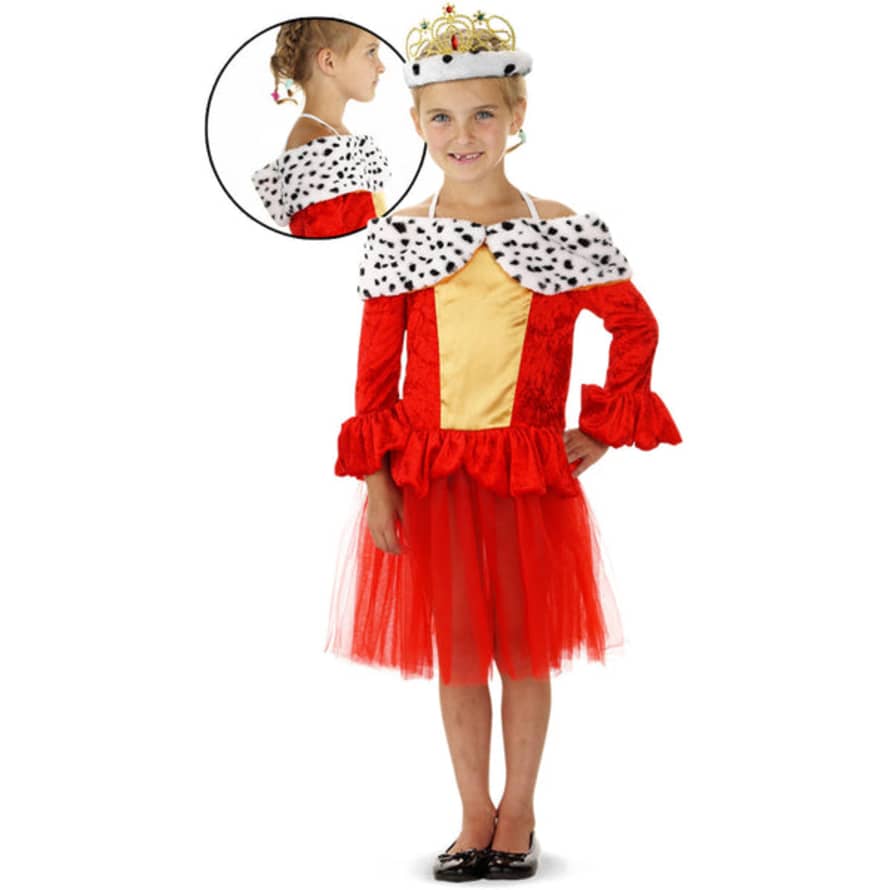 Folarwear Red Queen Dress With Fur Collar For Girls - Size S 98-116