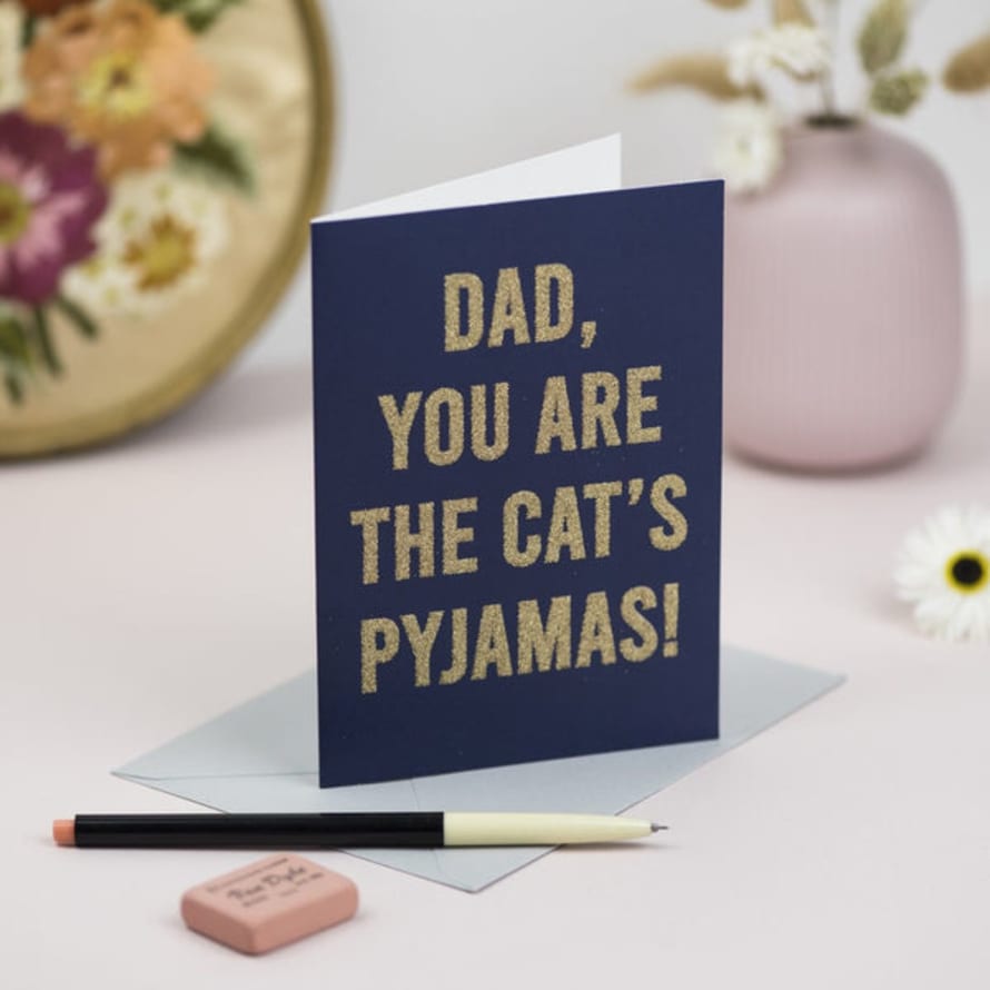 Oh Squirrel 'dad, You Are The Cats Pyjamas!' Glitter Card