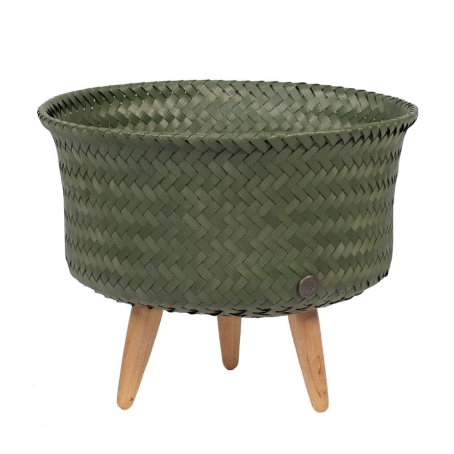 Handed By  Hunting Green Up Low Plant Basket with Stand