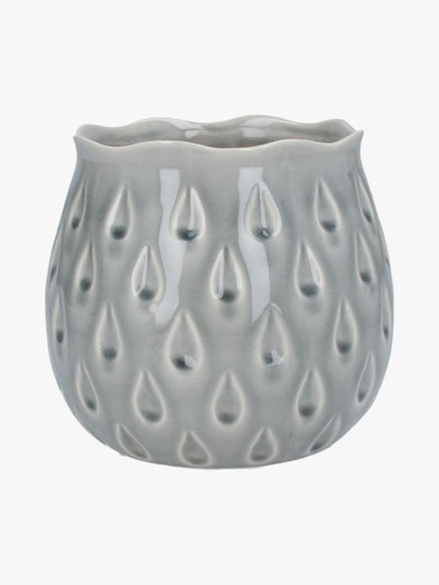 Gisela Graham Grey Stoneware Teardrop Pot Cover Small