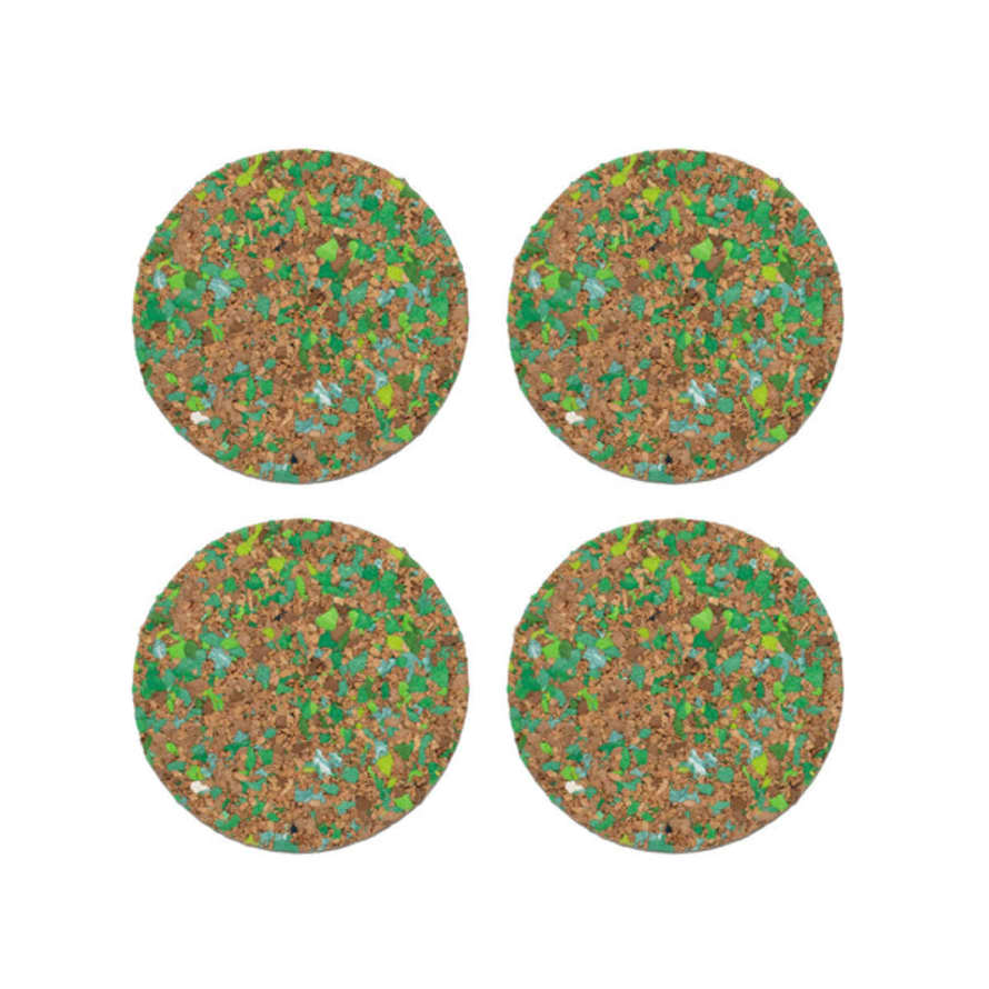 YOD&CO - Speckled Round Cork Coasters Set Of 4 - Green