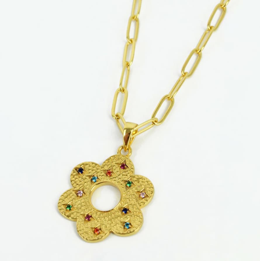 My Doris Gold Floral Charm Necklace