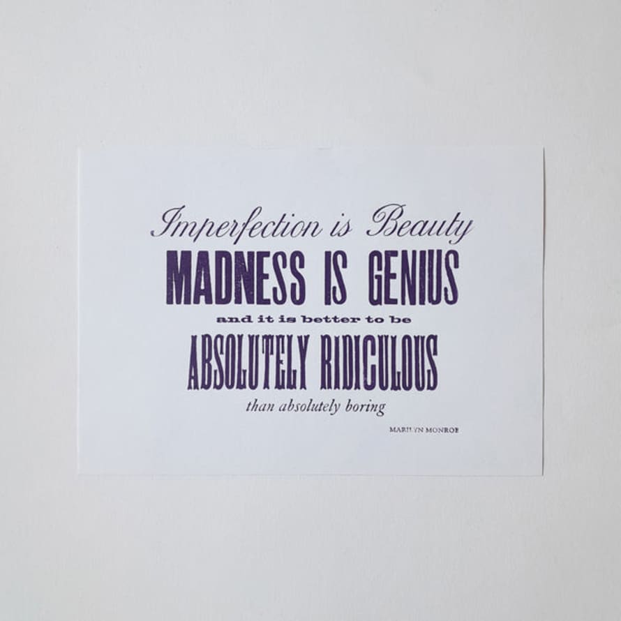 Meticulous Ink Imperfection Is Beauty Limited Edition Letterpress Art Print