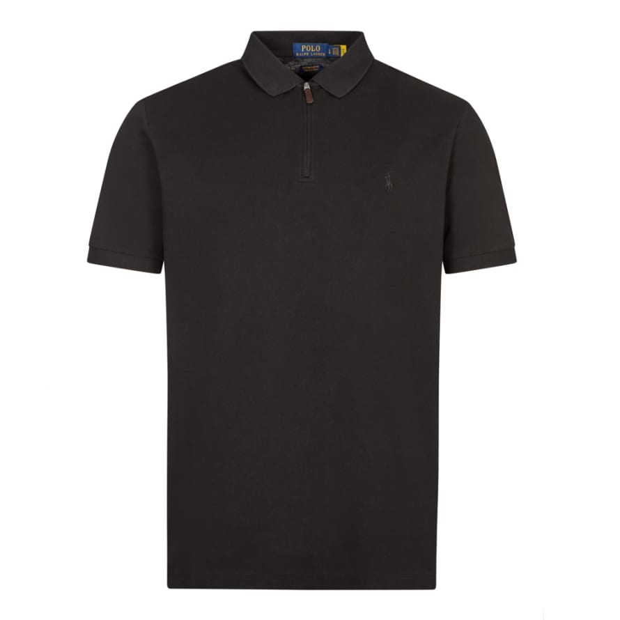 Polo Ralph Lauren Custom Slim Fit Zip Polo Shirt - Black