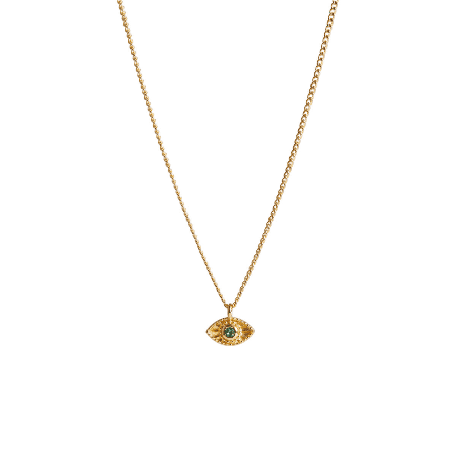 Rachel Entwistle Mini Rays Of Light Necklace Emerald Gold