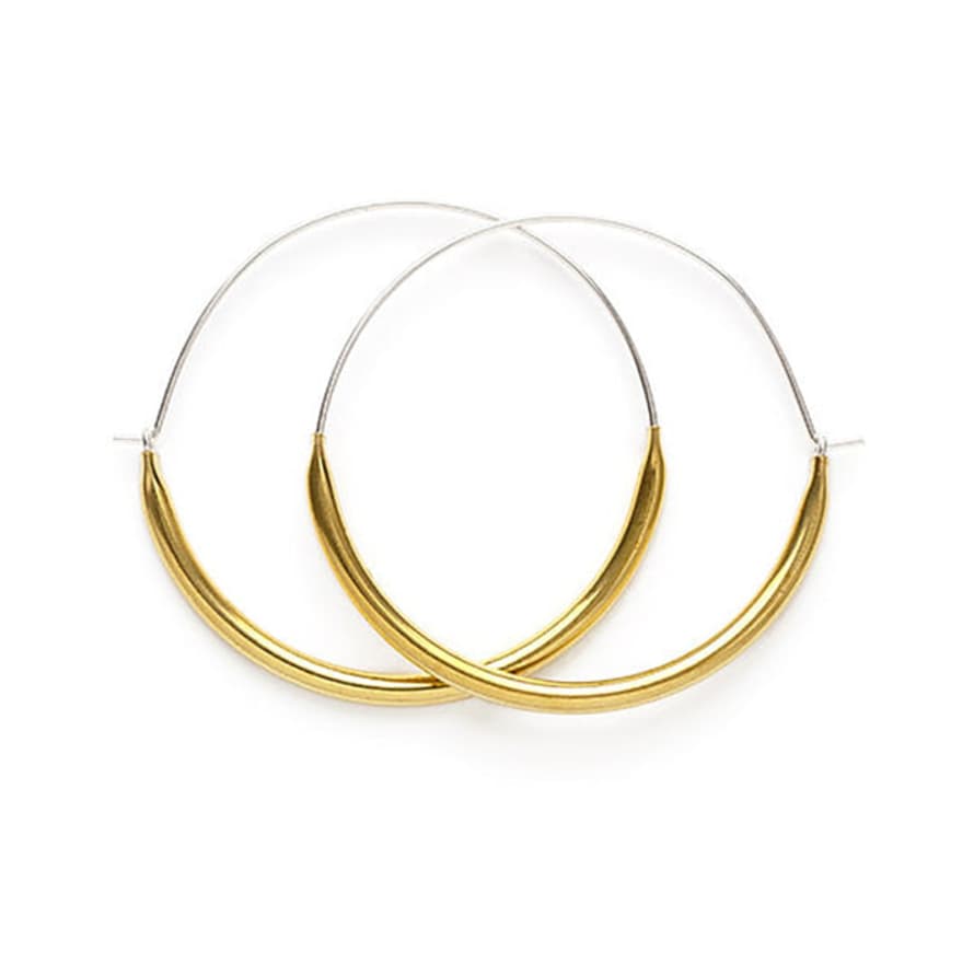 Minds Eye Design Brass & Silver Tube Hoop Earrings