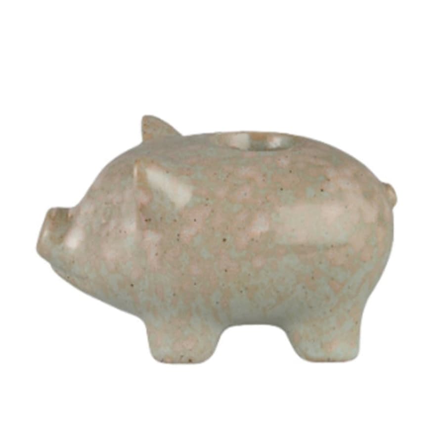 Ib Laursen Natural Stoneware Pig Candle Holder